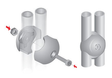 CS220 Соединитель двух труб крестовый (параллельн.) JOK2 (100)