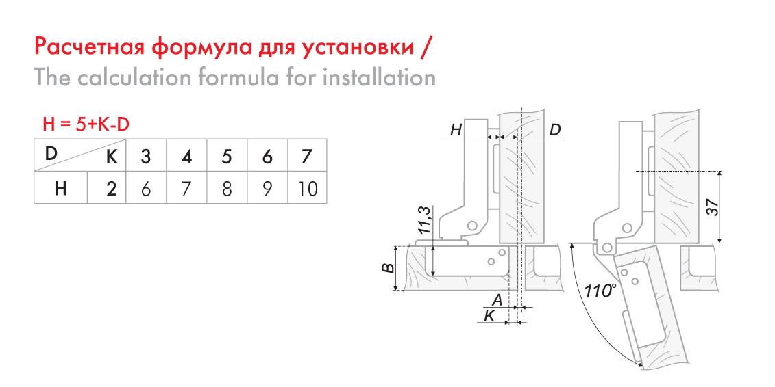 Петля мебельная H691B02 без пружины полу вкладная (200)