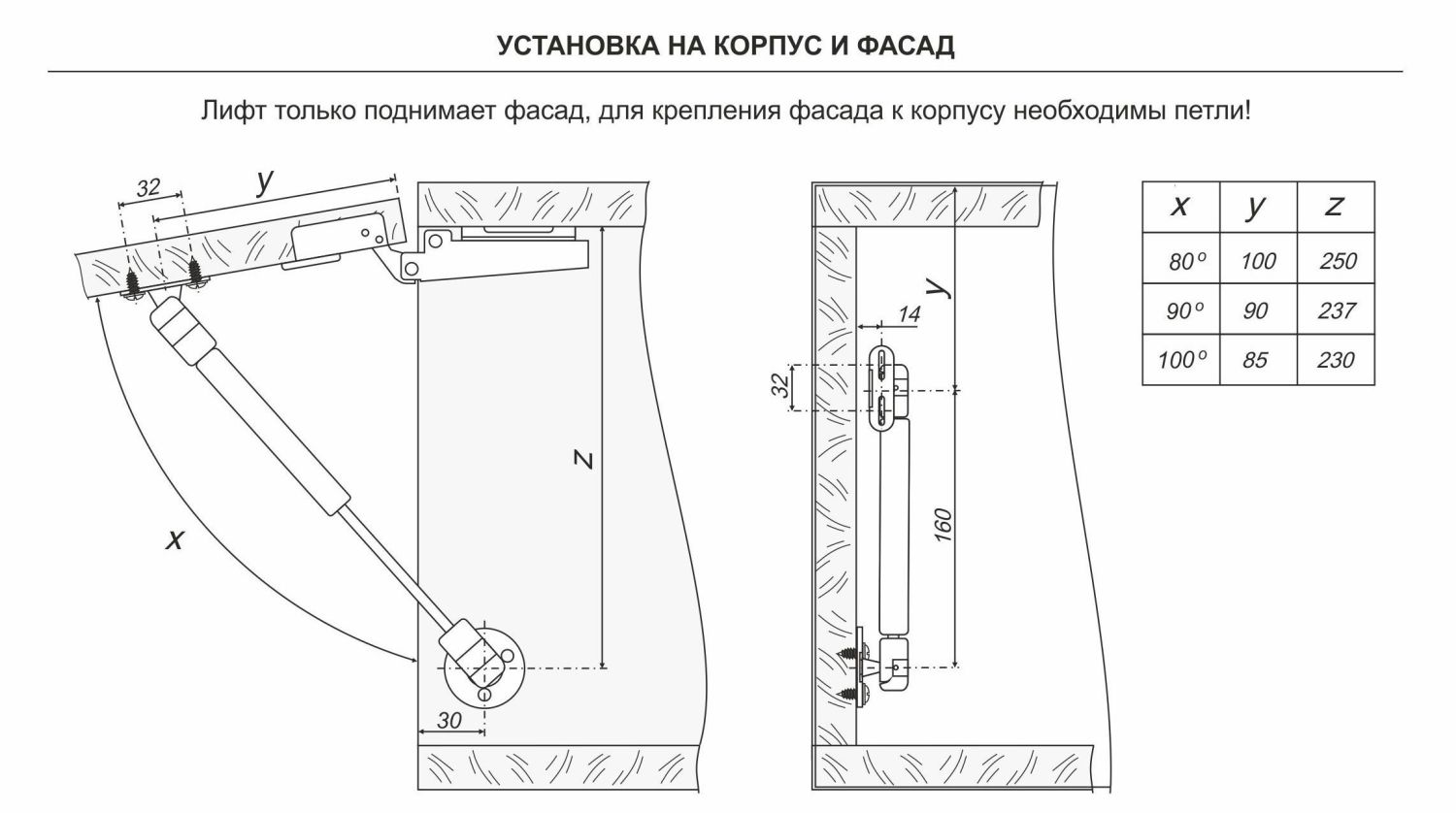 Механизм поднятия, газовый лифт серый GL105GR/100/1