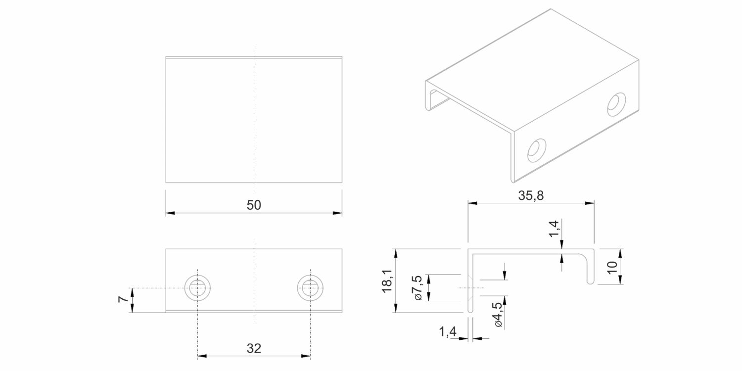 Ручка мебельная торцевая RT109SG.1/32 RAY (50)