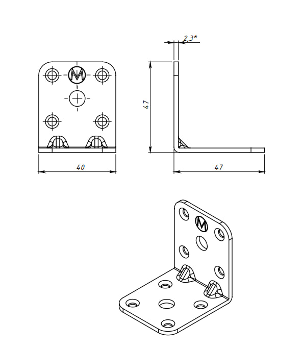 уголок 47*47*40*2,3 цинк (100)