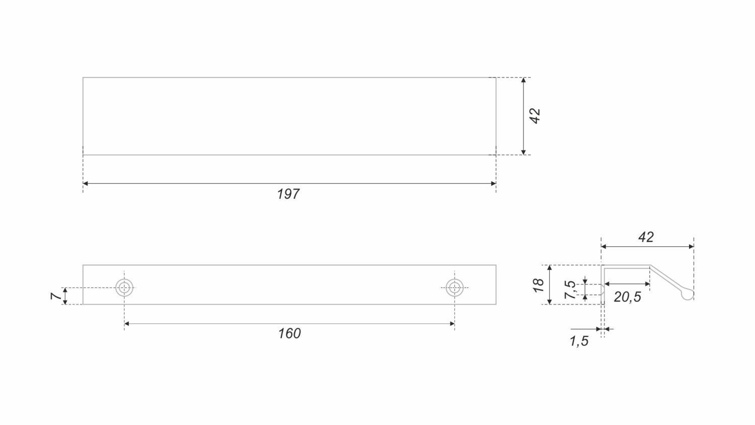 Ручка мебельная торцевая RT112BL.1/160/200 (40) П/ЗАКАЗ 