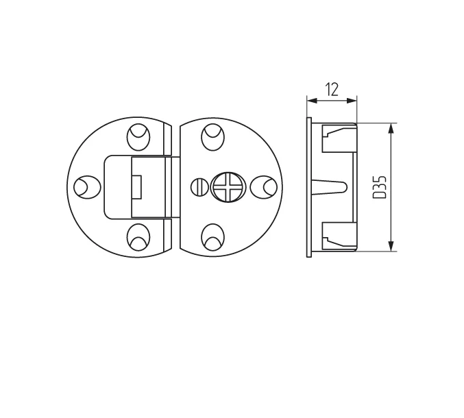 Петля секретерная  d35 * h12 , никель 50138