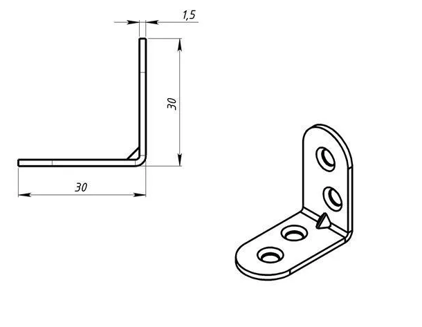 кронштейн МК 30*30 цинк (500) (200)
