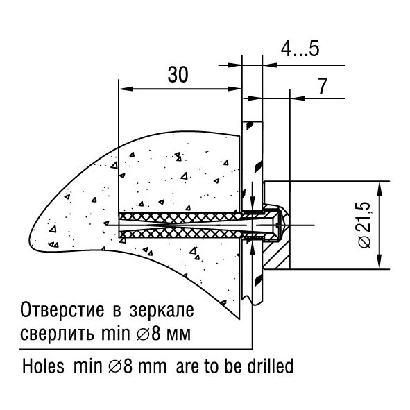 Зеркалодержатель сквозной LINCOS 5.12 М; D=22мм  (02) золото (50) БЛ П/ЗАКАЗ