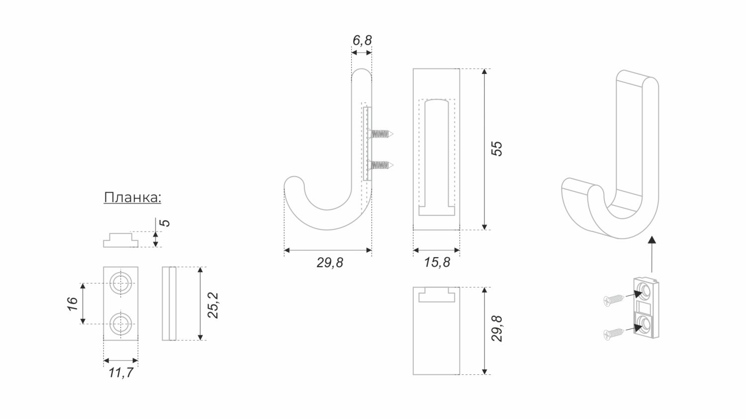 крючок  K108SG.14 UNO  сатиновое золото (60)