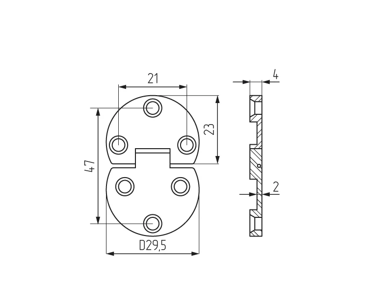 Петля секретерная  d29,5 * L14 , хром 50139