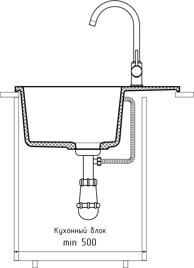 Мойка GranFest URBAN 258L (580х490мм) Черный