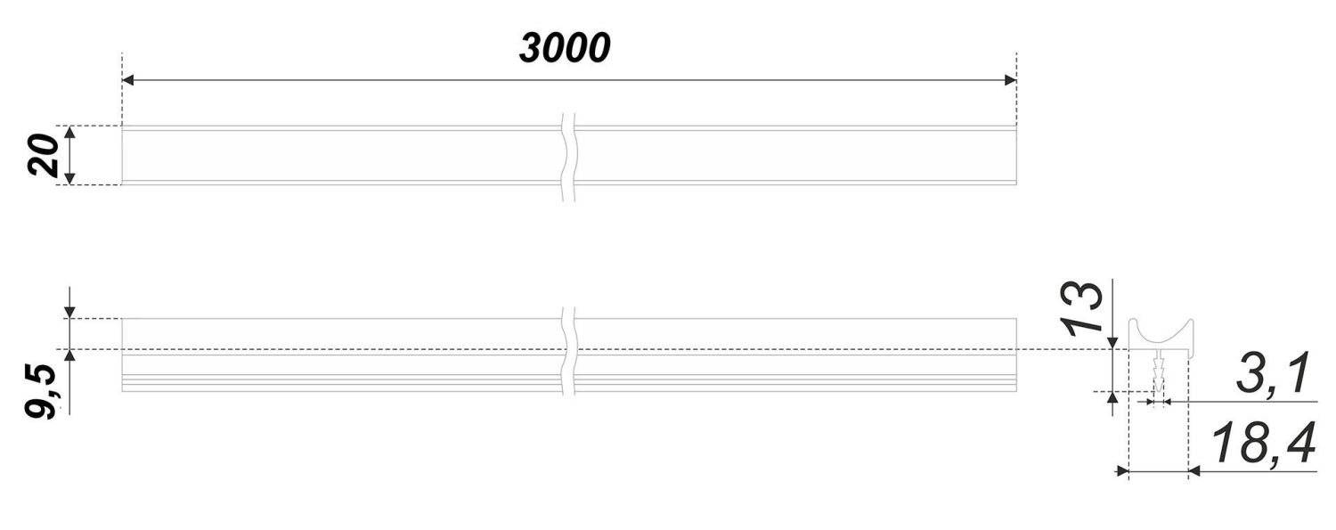 Ручка-профиль мебельная AL RP004SC.1/000/3000 ПОД ЗАКАЗ